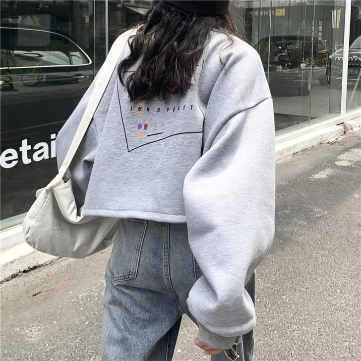 KOREAN OVERSIZE CROP SWEATSHIRT - Cosmique Studio