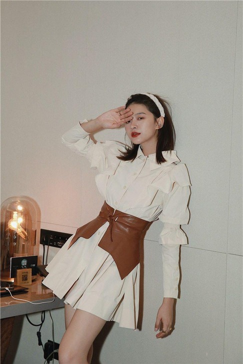 DARK ACADEMIA RUFFLE MINI DRESS - Cosmique Studio - Aesthetic Clothes DARK ACADEMIA RUFFLE MINI DRESS - Cosmique Studio - Aesthetic Clothes