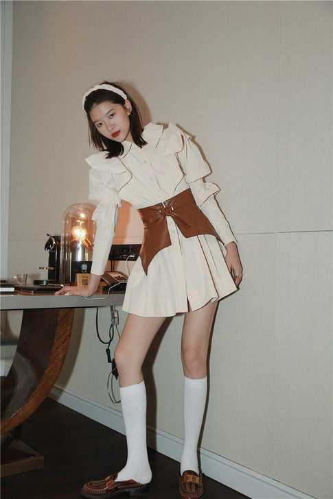 DARK ACADEMIA RUFFLE MINI DRESS - Cosmique Studio - Aesthetic Clothes DARK ACADEMIA RUFFLE MINI DRESS - Cosmique Studio - Aesthetic Clothes
