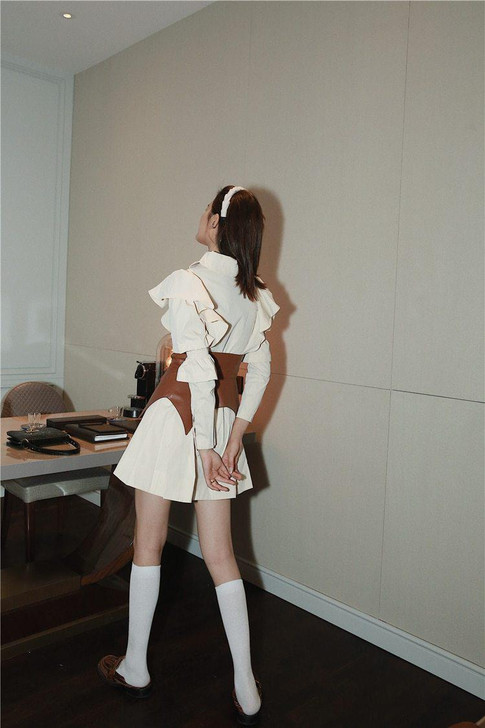 DARK ACADEMIA RUFFLE MINI DRESS - Cosmique Studio - Aesthetic Clothes DARK ACADEMIA RUFFLE MINI DRESS - Cosmique Studio - Aesthetic Clothes