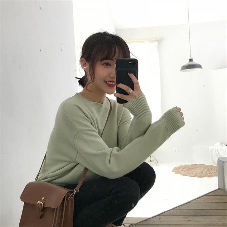 VSCO GIRL O-NECK KNITTED SWEATER - Cosmique Studio VSCO GIRL O-NECK KNITTED SWEATER - Cosmique Studio