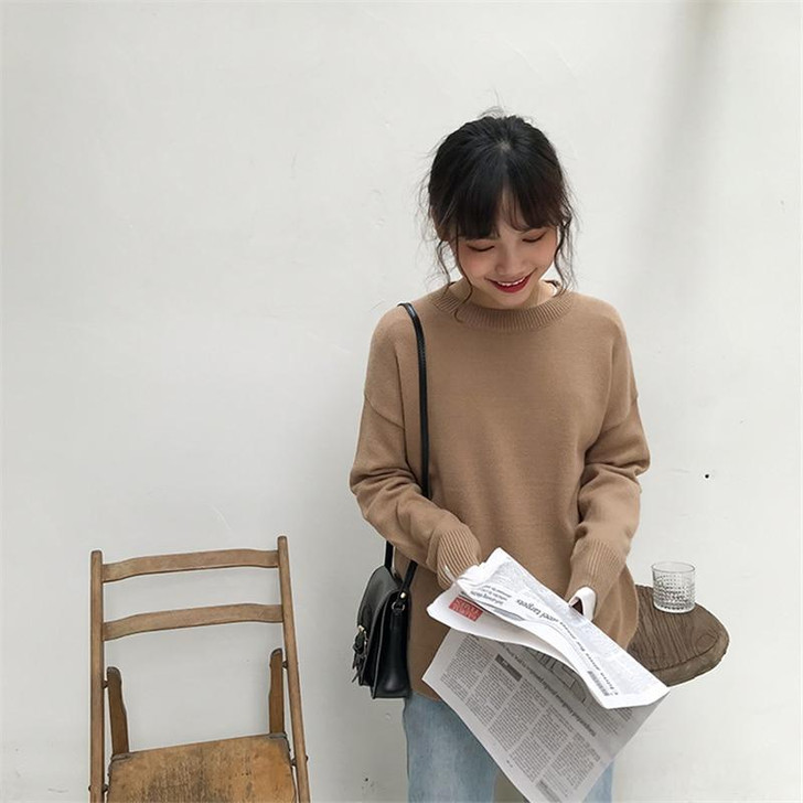VSCO GIRL O-NECK KNITTED SWEATER - Cosmique Studio VSCO GIRL O-NECK KNITTED SWEATER - Cosmique Studio