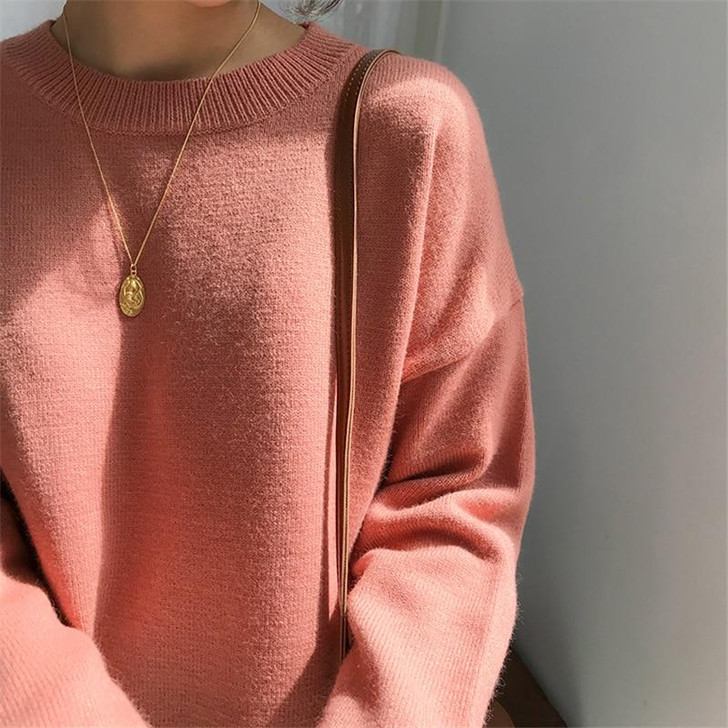 VSCO GIRL O-NECK KNITTED SWEATER - Cosmique Studio VSCO GIRL O-NECK KNITTED SWEATER - Cosmique Studio