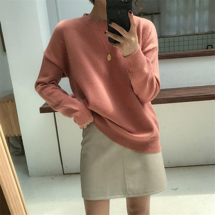 VSCO GIRL O-NECK KNITTED SWEATER - Cosmique Studio VSCO GIRL O-NECK KNITTED SWEATER - Cosmique Studio