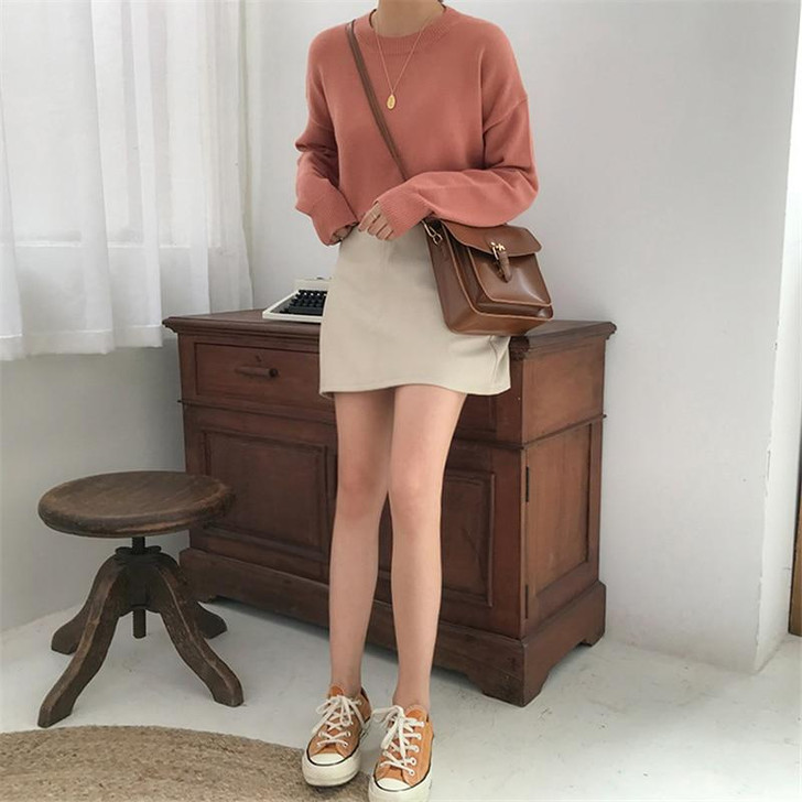 VSCO GIRL O-NECK KNITTED SWEATER - Cosmique Studio VSCO GIRL O-NECK KNITTED SWEATER - Cosmique Studio