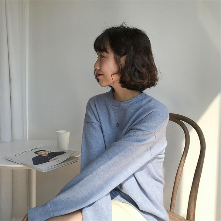 VSCO GIRL O-NECK KNITTED SWEATER - Cosmique Studio VSCO GIRL O-NECK KNITTED SWEATER - Cosmique Studio