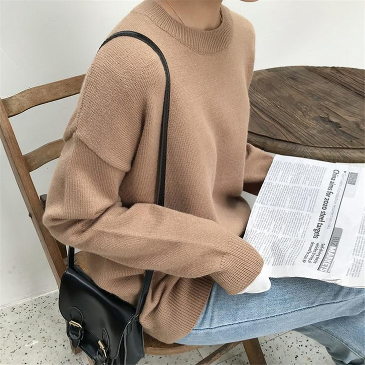 VSCO GIRL O-NECK KNITTED SWEATER - Cosmique Studio VSCO GIRL O-NECK KNITTED SWEATER - Cosmique Studio