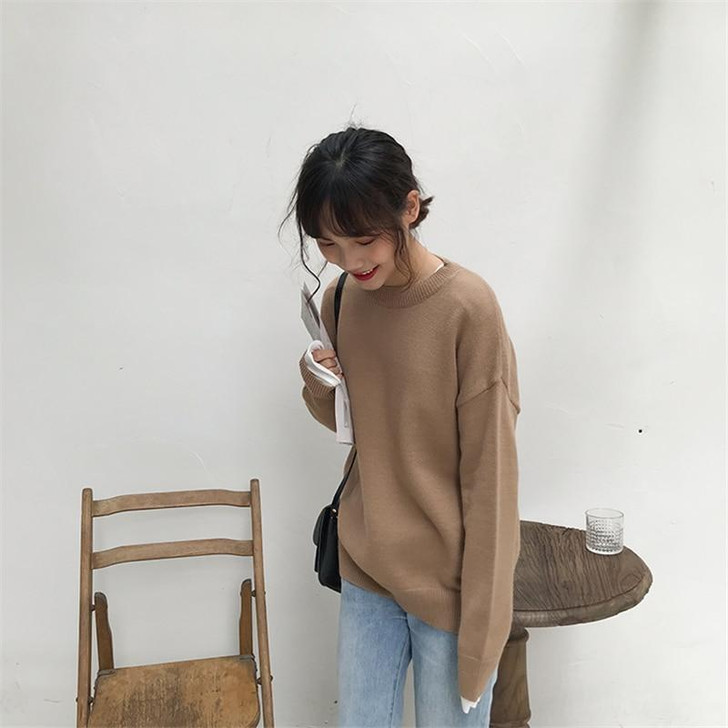 VSCO GIRL O-NECK KNITTED SWEATER - Cosmique Studio VSCO GIRL O-NECK KNITTED SWEATER - Cosmique Studio