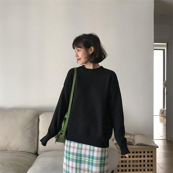 VSCO GIRL O-NECK KNITTED SWEATER - Cosmique Studio VSCO GIRL O-NECK KNITTED SWEATER - Cosmique Studio