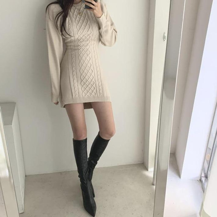 SOFT AESTHETIC KNITTED MINI DRESS - Cosmique Studio