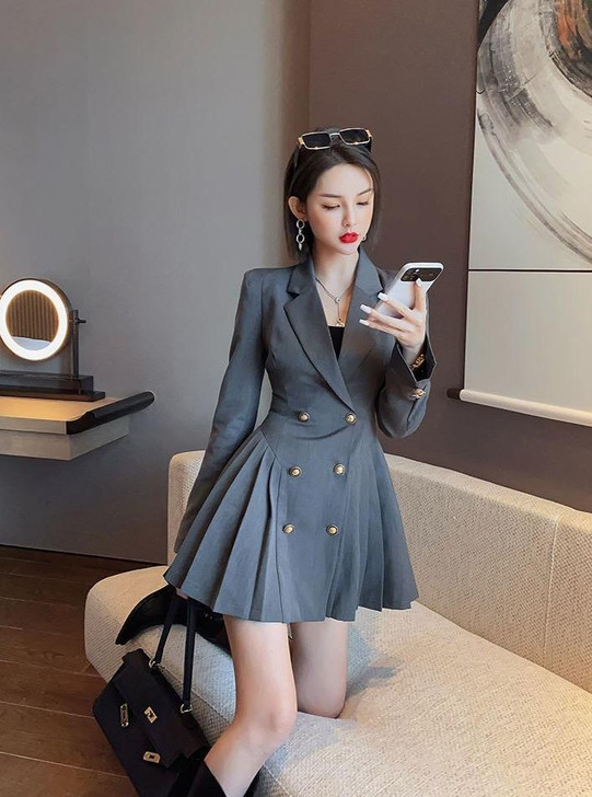 VINTAGE ELEGANT COLLEGE STYLE MINI DRESS - Cosmique Studio VINTAGE ELEGANT COLLEGE STYLE MINI DRESS - Cosmique Studio