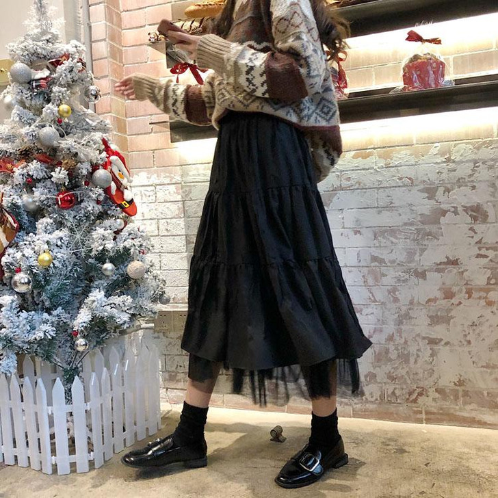 GRUNGE RUFFLES MIDI SKIRT - Cosmique Studio - Aesthetic Clothes GRUNGE RUFFLES MIDI SKIRT - Cosmique Studio - Aesthetic Clothes