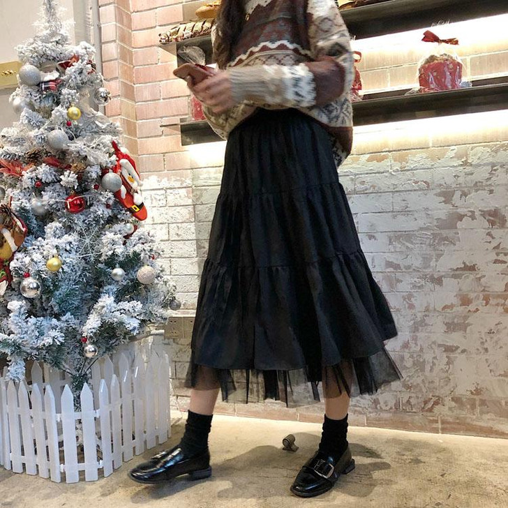 GRUNGE RUFFLES MIDI SKIRT - Cosmique Studio - Aesthetic Clothes GRUNGE RUFFLES MIDI SKIRT - Cosmique Studio - Aesthetic Clothes