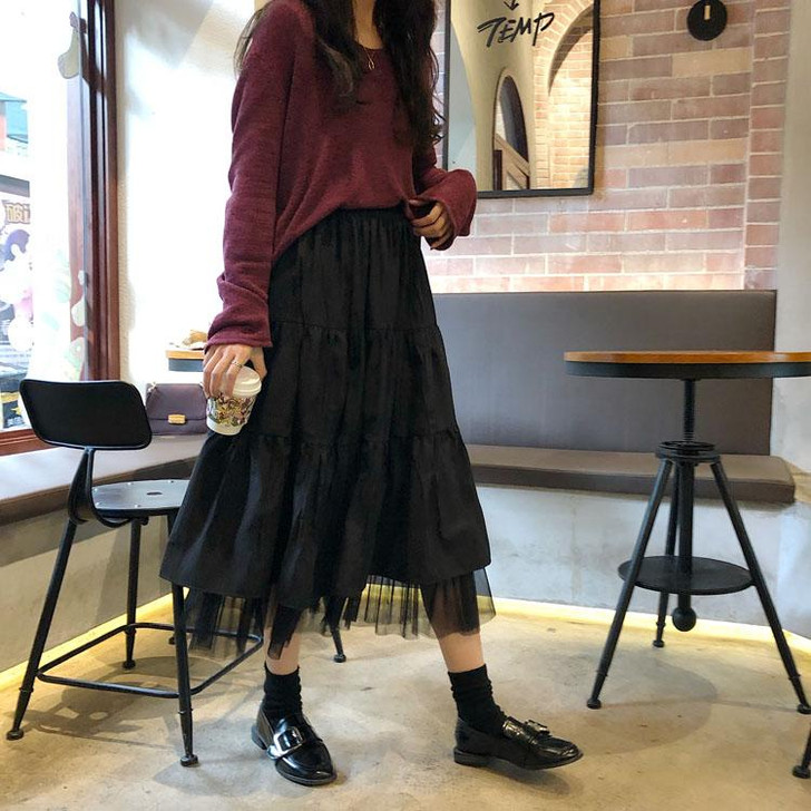 GRUNGE RUFFLES MIDI SKIRT - Cosmique Studio - Aesthetic Clothes GRUNGE RUFFLES MIDI SKIRT - Cosmique Studio - Aesthetic Clothes