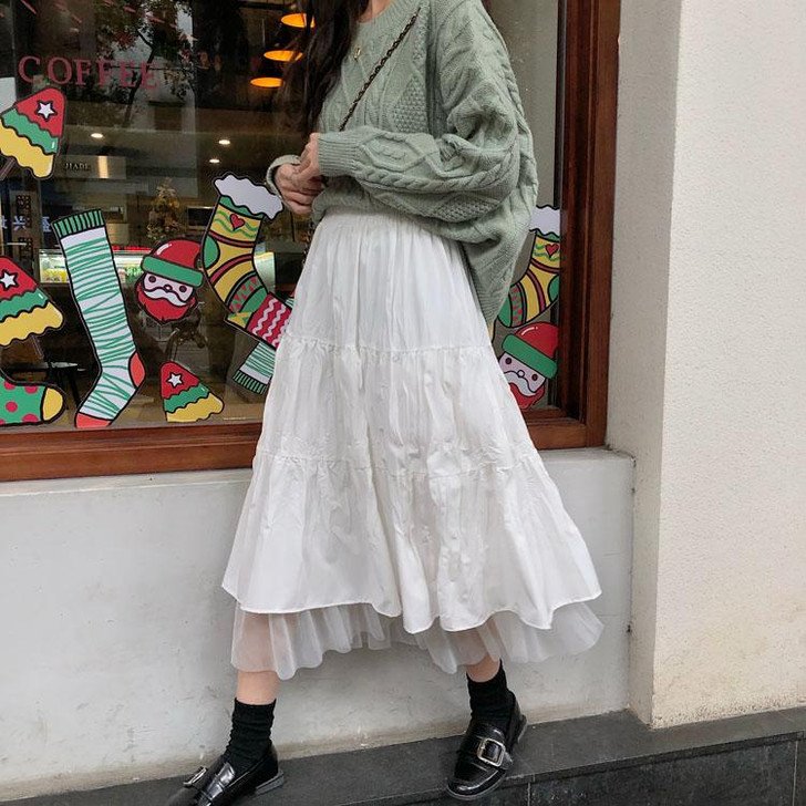 GRUNGE RUFFLES MIDI SKIRT - Cosmique Studio - Aesthetic Clothes GRUNGE RUFFLES MIDI SKIRT - Cosmique Studio - Aesthetic Clothes