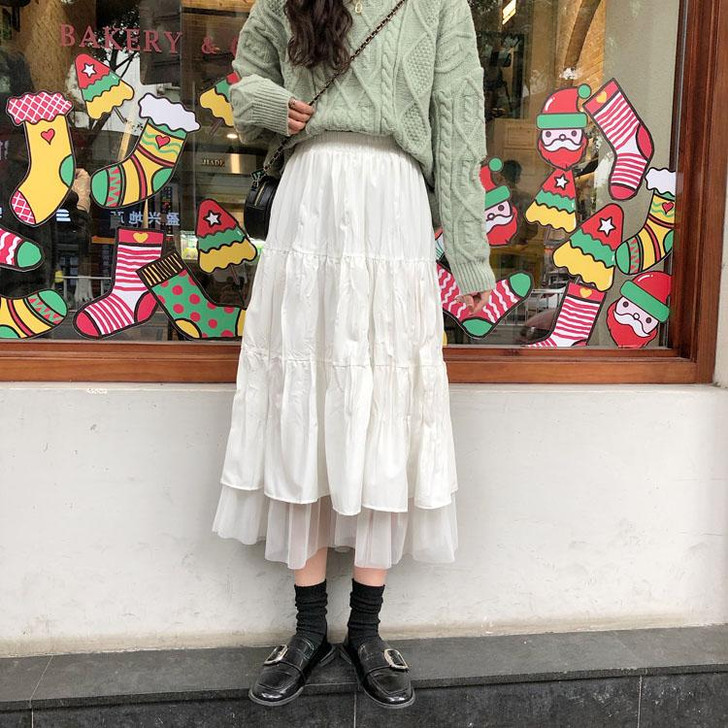 GRUNGE RUFFLES MIDI SKIRT - Cosmique Studio - Aesthetic Clothes GRUNGE RUFFLES MIDI SKIRT - Cosmique Studio - Aesthetic Clothes