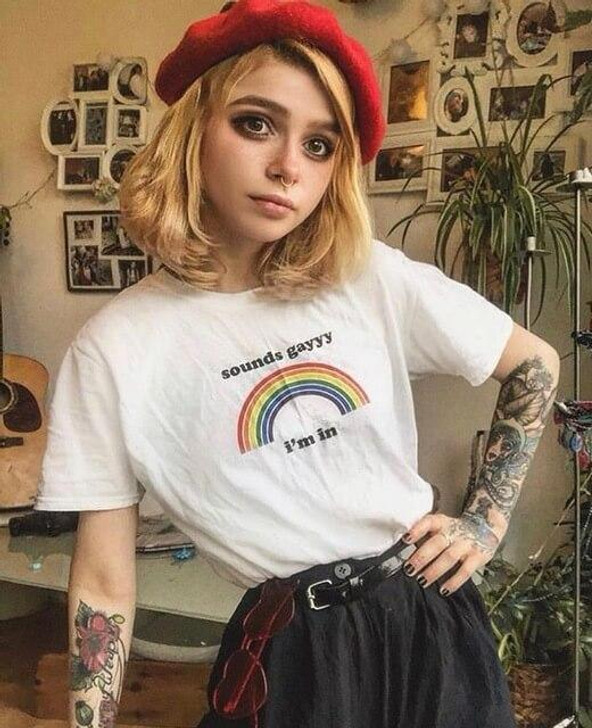 sounds gayyy i'm in tee in white with a rainbow sounds gayyy i'm in tee in white with a rainbow
