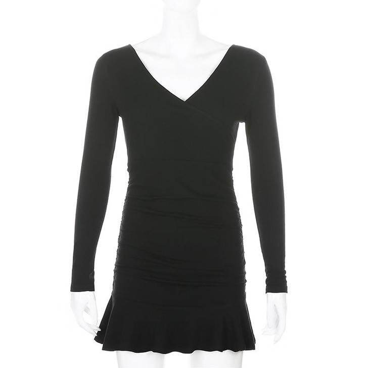 DARK ACADEMIA KNITTED MINI DRESS - Cosmique Studio - Aesthetic Clothes
