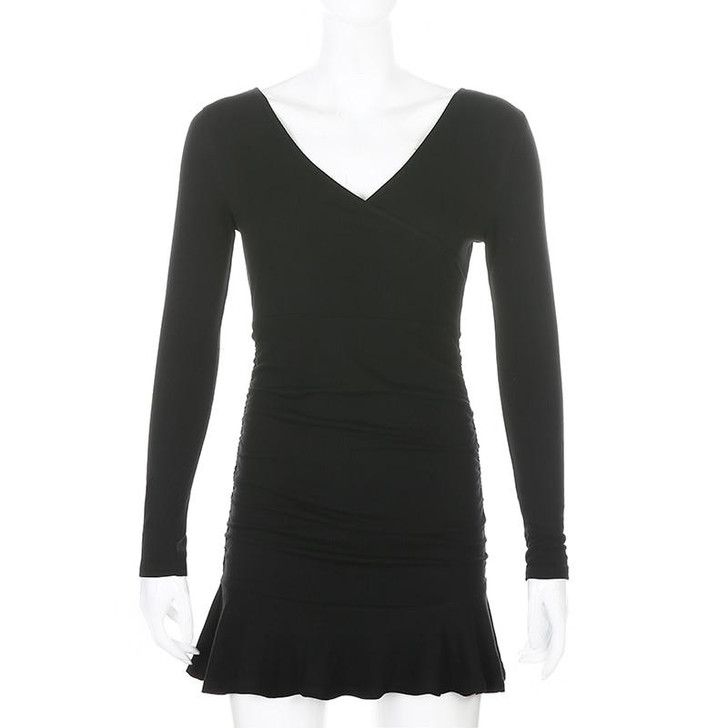 DARK ACADEMIA KNITTED MINI DRESS - Cosmique Studio