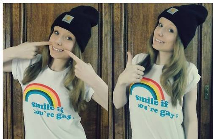 smile if you are gay white tee with a rainbow smile if you are gay white tee with a rainbow