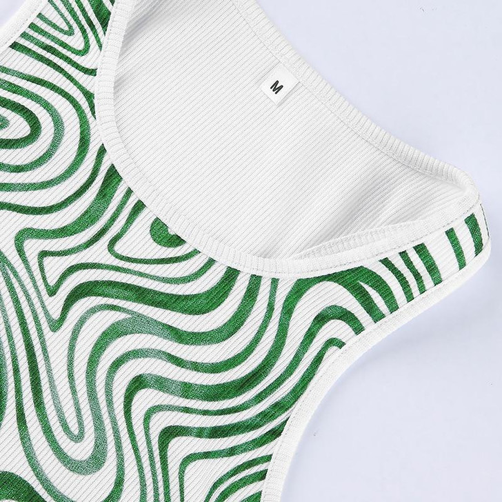 INDIE AESTHETIC WAVE PRINT TANK TOP - Cosmique Studio - Aesthetic Clothes