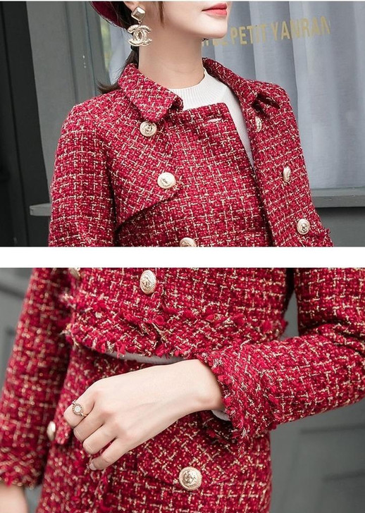 DARK ACADEMIA AESTHETIC JACKET AND SKIRT SET - Cosmique Studio