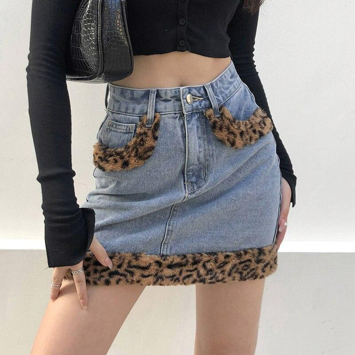 Y2K PATCHWORK LEOPARD MINI SKIRT - Cosmique Studio Y2K PATCHWORK LEOPARD MINI SKIRT - Cosmique Studio
