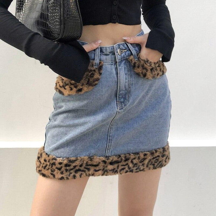 Y2K PATCHWORK LEOPARD MINI SKIRT - Cosmique Studio Y2K PATCHWORK LEOPARD MINI SKIRT - Cosmique Studio