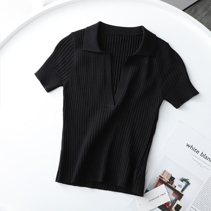 SOFT GIRL AESTHETIC POLO CROP TOP - Cosmique Studio SOFT GIRL AESTHETIC POLO CROP TOP - Cosmique Studio