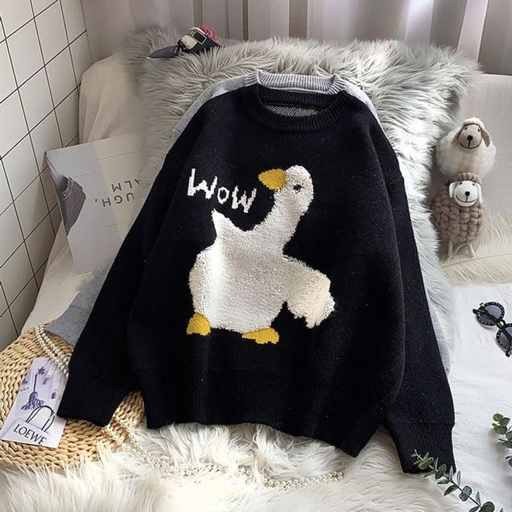 TUMBLR AESTHETIC KNITTED DUCK SWEATER - Cosmique Studio TUMBLR AESTHETIC KNITTED DUCK SWEATER - Cosmique Studio
