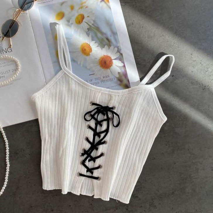 SOFT GRUNGE AESTHETIC KNITTED CROP TOP - Cosmique Studio