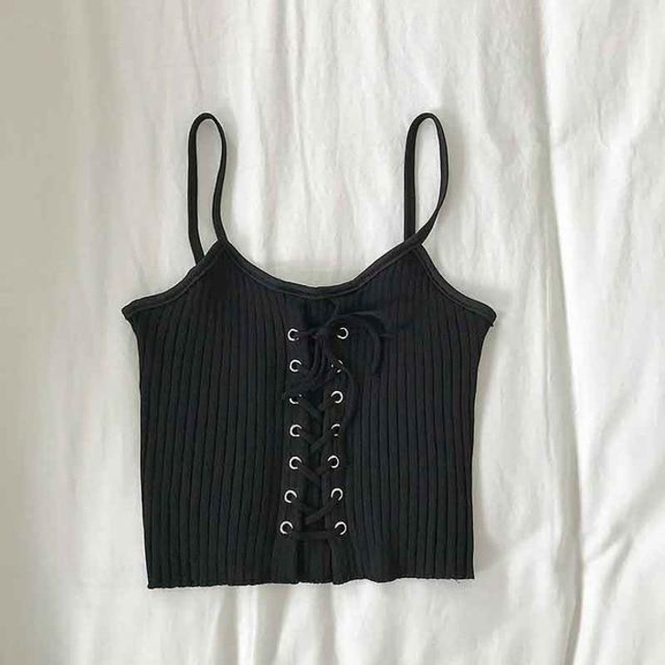 Soft Grunge Aesthetic Knitted Crop Top - Cosmique Studio