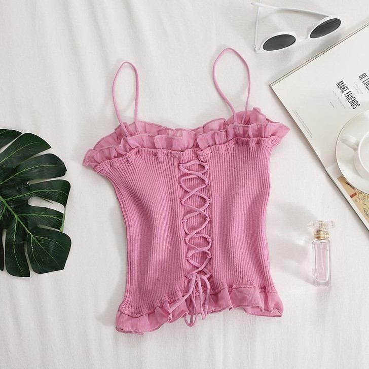 VINTAGE AESTHETIC CROSS HALTER CROP TOP - Cosmique Studio VINTAGE AESTHETIC CROSS HALTER CROP TOP - Cosmique Studio