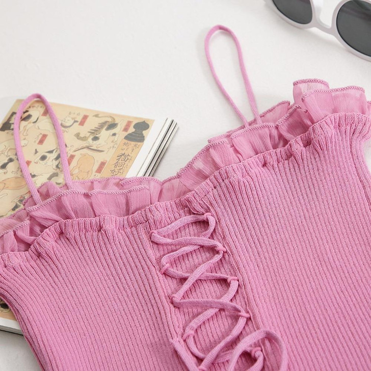 VINTAGE AESTHETIC CROSS HALTER CROP TOP - Cosmique Studio VINTAGE AESTHETIC CROSS HALTER CROP TOP - Cosmique Studio