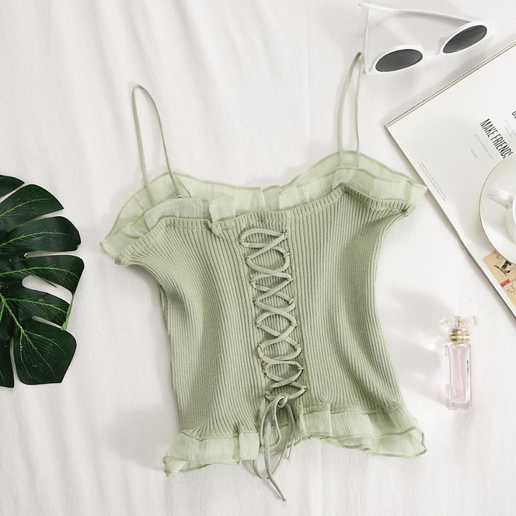 VINTAGE AESTHETIC CROSS HALTER CROP TOP - Cosmique Studio VINTAGE AESTHETIC CROSS HALTER CROP TOP - Cosmique Studio