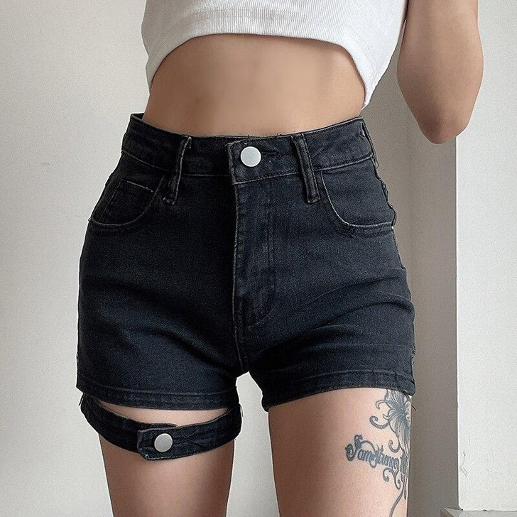 EGIRL STYLE BANDAGE DENIM SHORTS - Cosmique Studio EGIRL STYLE BANDAGE DENIM SHORTS - Cosmique Studio