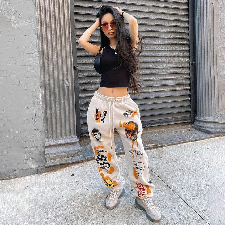 EGIRL SKULL N SNAKE DESIGN SWEATPANTS - Cosmique Studio