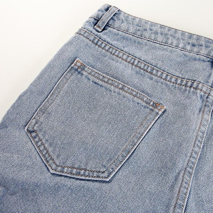 EDGY AESTHETIC RIPPED OUT BLUE JEAN SHORTS - Cosmique Studio