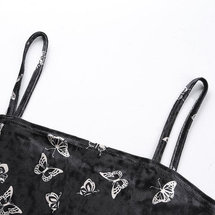 EGIRL BUTTERFLY PATTERN SEXY BLACK MINI DRESS