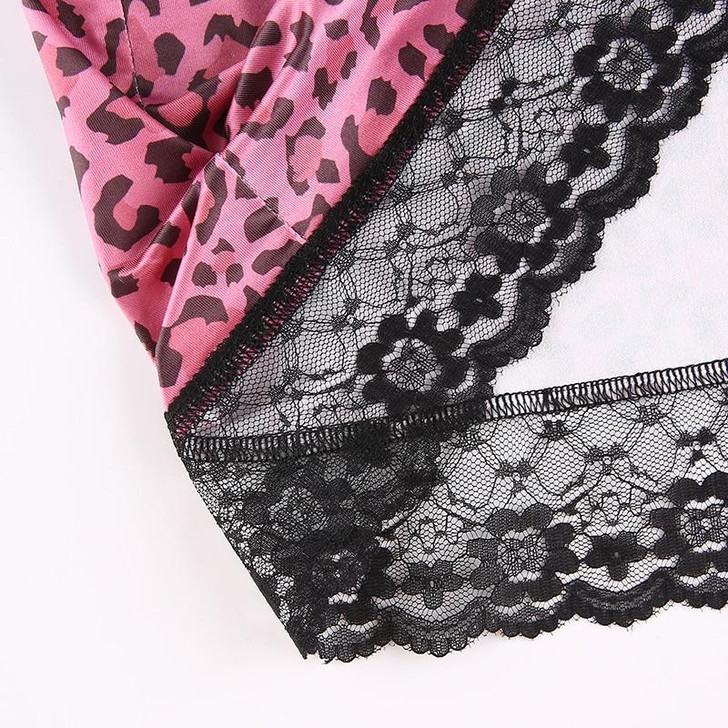 Y2K LACE LEOPARD PATTERN PINK MINI DRESS Y2K LACE LEOPARD PATTERN PINK MINI DRESS