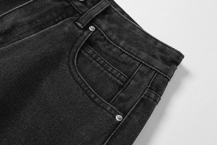 Y2K AESTHETIC HEART POCKET LOOSE BLACK PANTS Y2K AESTHETIC HEART POCKET LOOSE BLACK PANTS