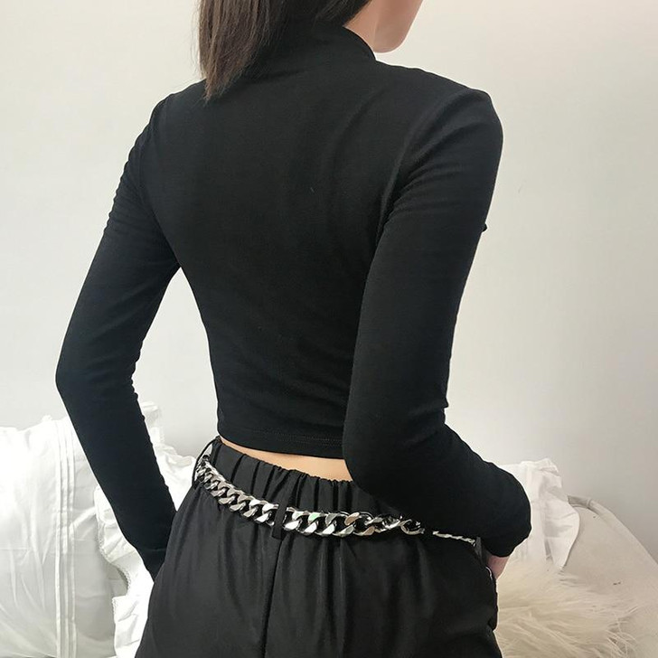GRUNGE BIKER STYLE CROPPED BLACK JACKET GRUNGE BIKER STYLE CROPPED BLACK JACKET