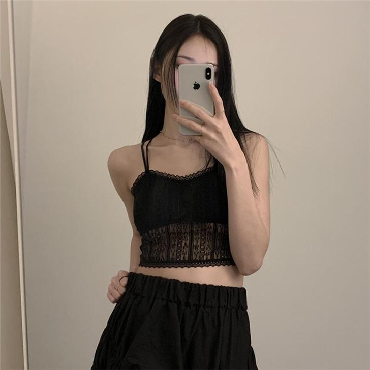 EDGY AESTHETIC LACE TRANSPARENT CROP TOP