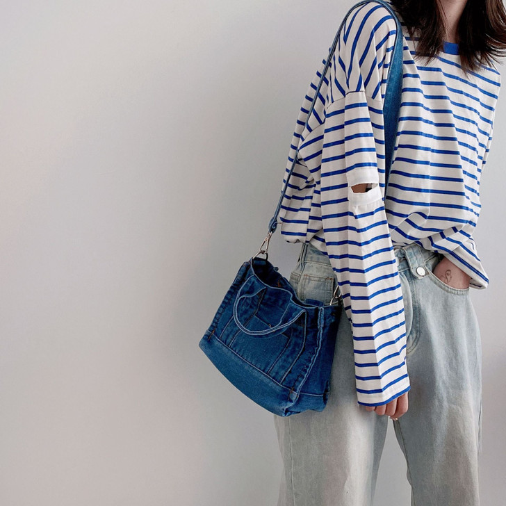 DENIM SMALL SHOULDER AND HAND BAG-Cosmique Studio DENIM SMALL SHOULDER AND HAND BAG-Cosmique Studio