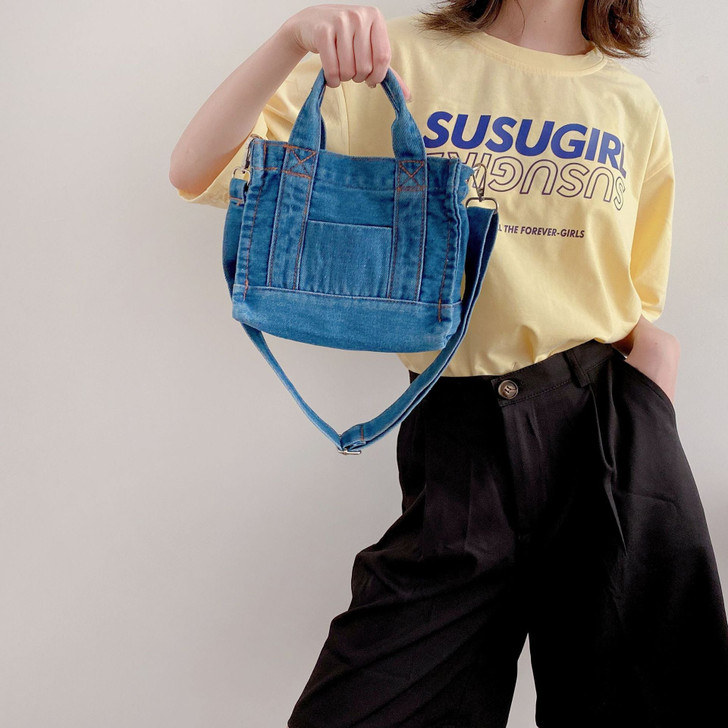 DENIM SMALL SHOULDER AND HAND BAG-Cosmique Studio DENIM SMALL SHOULDER AND HAND BAG-Cosmique Studio