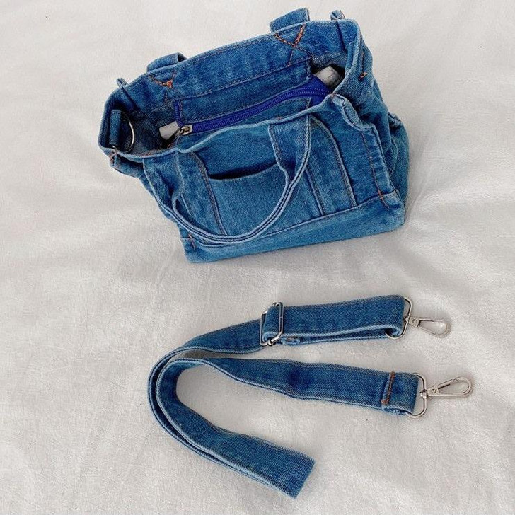 DENIM SMALL SHOULDER AND HAND BAG-Cosmique Studio DENIM SMALL SHOULDER AND HAND BAG-Cosmique Studio