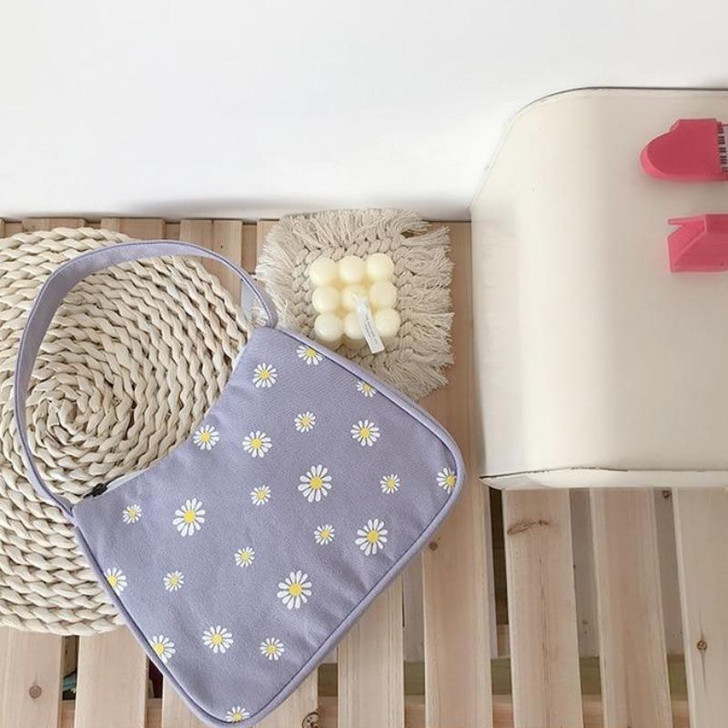 DAISY PATTERN SMALL PURPLE HANDBAG-Cosmique Studio DAISY PATTERN SMALL PURPLE HANDBAG-Cosmique Studio