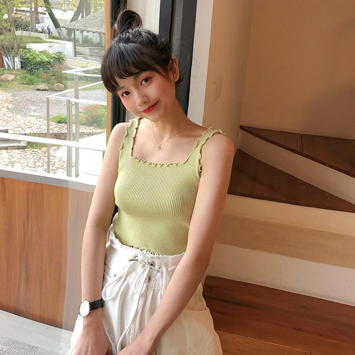 SOFT GIRL AESTHETIC PASTEL COLOR KNITTED CROP TOP-Cosmique Studio SOFT GIRL AESTHETIC PASTEL COLOR KNITTED CROP TOP-Cosmique Studio
