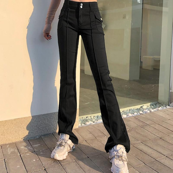 VSCO AESTHETIC SKINNY HIGH WAIST PANTS-Cosmique Studio