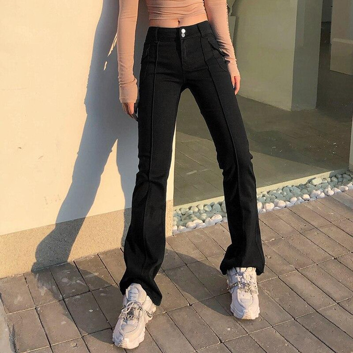 VSCO AESTHETIC SKINNY HIGH WAIST PANTS - Cosmique Studio